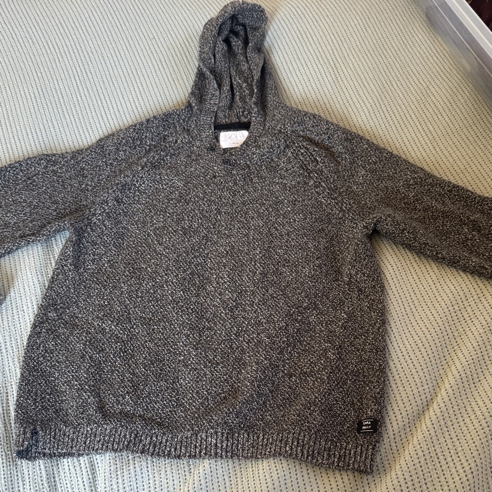 Zara Charcoal Knit Hoodie